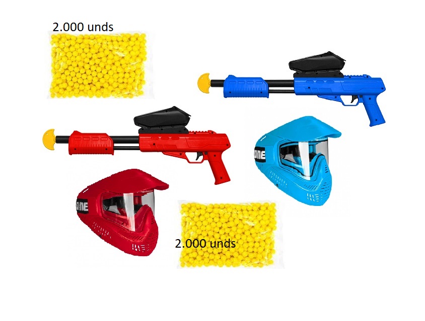 PACK DOBLE MARCADORA BLASTER NIÑOS CAL .50 AZUL /ROJO - Envió Gratis 2/4 Dias.*